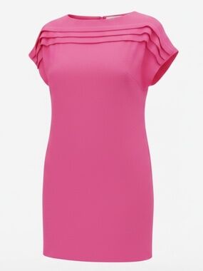 Trina Turk Adita Shift Dress Papillon Pink Boatneck Cap Sleeve